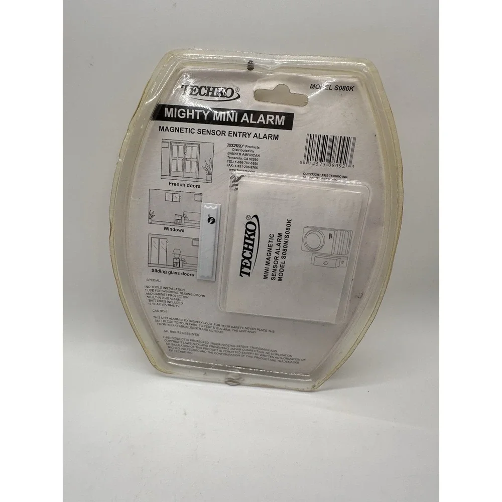 Techko Mighty Mini Alarm S080K Magnetic‎ Sensor Entry Door Window Security NIB